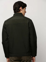 Men Green Solid Casual Bomber Jackets-ZD-3003-Olive