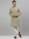 Men's Green Embroidered Kurta with Pyjama.-JOKP-P-699Green