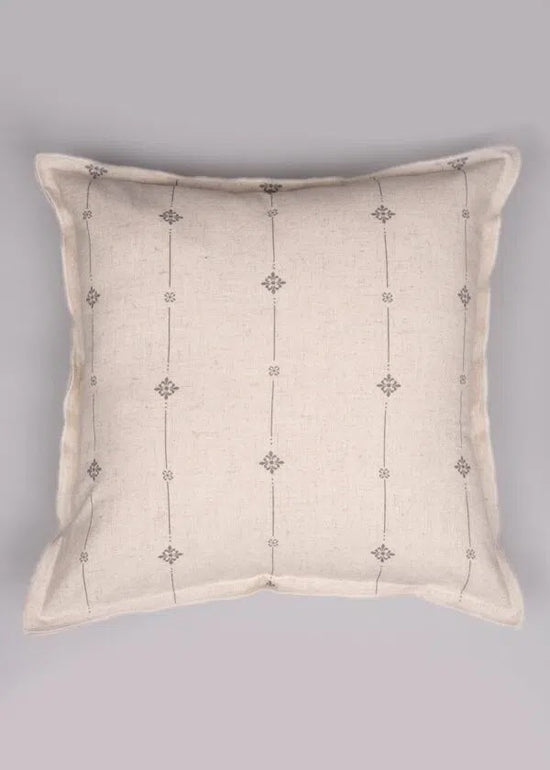 Tulsi Linen minimal print cushion cover for sofa - Beige-230456101