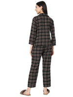 Smarty Pants Women's Brush Cotton Grey Color Checks Night Suit-SMNSP-920D-S