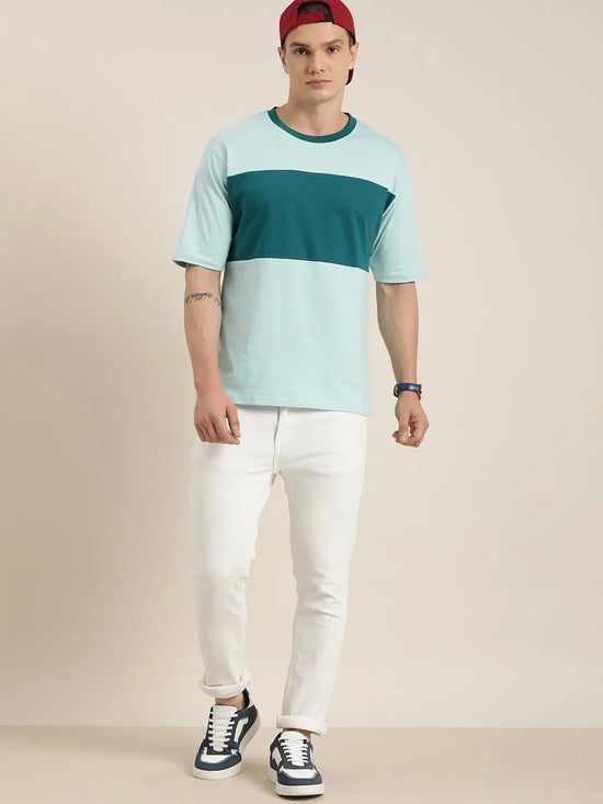 Dillinger Blue Colourblocked Oversized T-Shirt