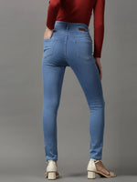 Women's Blue Solid Skinny Fit Denim Jeans-GZ-5282-Blue