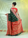 Bottle Green Cotton Saree With Nakshi Zari Borders-MA66BCT431050022