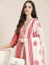 Women Pink Floral Kurta Set-RJF-032-Pink