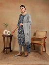 Ahika Women Blue Rayon Blend Printed Straight Kurta Pant Set-VKSKD2169_XS