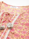 Kurta Pyajama with gota work in Peach Print