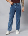 Retro Denim Jeans with 5 pockets-Blue-HBD25-30