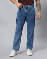 Retro Denim Jeans with 5 pockets-Blue-HBD25-30