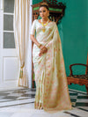 Saree Mall Women's  Blend Light Green Woven Design Designer Saree With Blouse Piece-SNGRIA8004