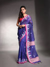 Navy Blue Cotton Silk Saree With Texture Border-MA54CTSL33610110