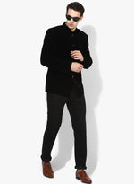 Hangup Men Standard Solid Men Formalwear-Black5BTNVelvetBlazer