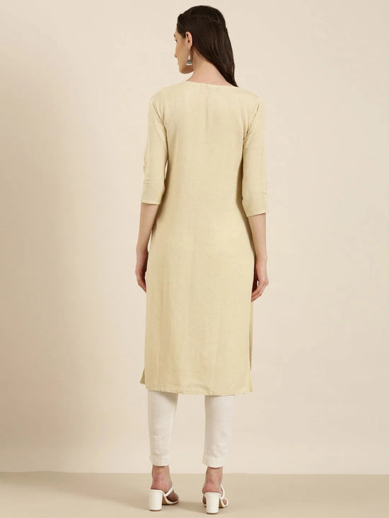 Women Beige Solid Straight Kurta-NJ-3542342-Beige