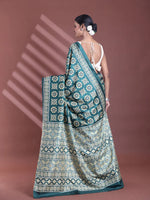 Green Silk Soft Saree With Texture Print-MA60BSL01400034