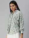 Women's Green Printed Shirt-AE-10199-Green