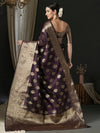 Saree Mall Women's Organza Purple Woven Design Designer Saree With Blouse Piece-UNATI2003