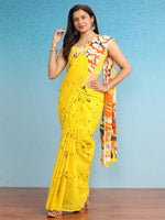 Saree Mall Women's Cotton Yellow Printed Designer Saree With Blouse Piece-MINAXI4913