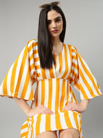 Women Mustard Striped A-Line Dress-AE-15961-Mustard