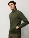 Men Green Solid Casual Bomber Jackets-ZD-3005-Olive