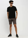 Men Grey Typographic Shorts-AJ-ADS-1064-Taupe