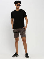 Men Grey Typographic Shorts-AJ-ADS-1064-Taupe