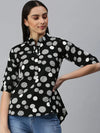 Women's Printed Black Top-AE-10231-Blackwhite