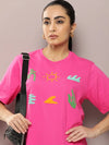 Dillinger Fuchsia Graphic Oversized T-Shirt-WMNCR387FSR-XS