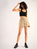 Women Beige Denim Shorts