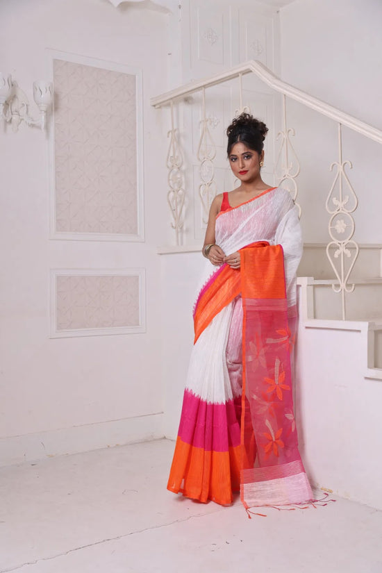 Off White Matka Soft Saree With Resham Pallu-MA64MT402260010