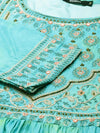 Women's Turquoise Blue Tie Dye Anarkali Kurta-GW-3273-Turquoiseblue