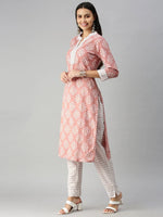 Women's MauveOff White Chevron Kurta Sets-SS-364-Mauveoffwhite