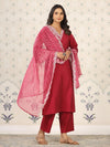 Avanshee Women's Latest Solid Embroidred Silk Blend Kurta, Pant With Dupatta Set-ES-7529