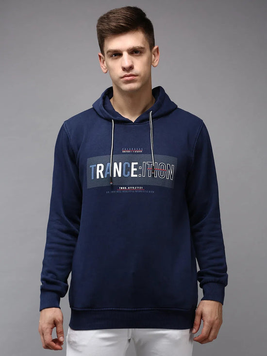 Men Blue Solid Sweatshirt-OD-6047-Navyblue