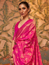 Saree Mall Women's  Blend Pink Woven Design Designer Saree With Blouse Piece-KAFILA249003