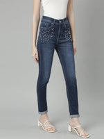 Women Navy Blue Denim Jeans-LT-205684-Navyblue