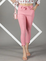 Women's Pink Solid Cigarette Trouser-AL-6272-Pink