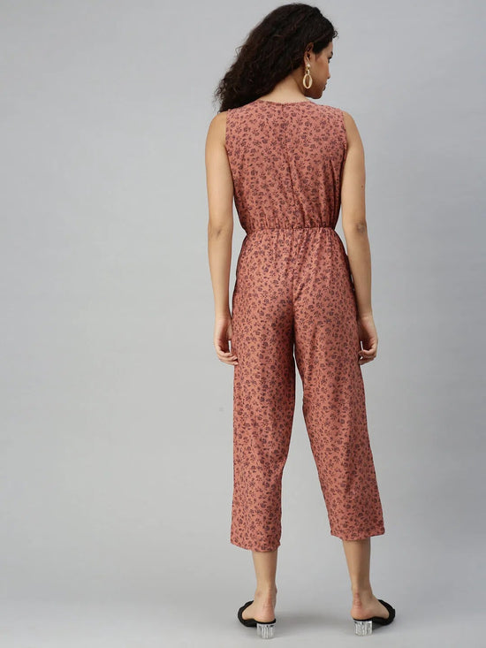 Women's Brown Geometrical Jumpsuit-AE-9890-Brown