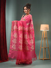 Pink Blended Silk Handwoven Saree With Paisley Border-MA50BSL34710006