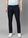 Genips Men's Cotton Stretch Caribbean Slim Fit Navy Self Design Trousers