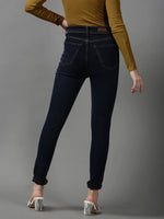 Women's Navy Blue Solid Slim Fit Denim Jeans-GZ-5155-Navyblue