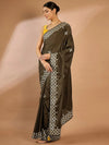 Saree Mall Women's Crepe Olive Embellished Designer Saree With Blouse Piece-SRENIK1555B