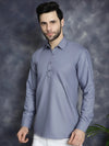 Men's Light Grey Solid Short Kurtas-KO-5037Light-Grey