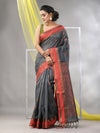 Grey Silk Matka Soft Saree With Paisley Motifs-MA57SLMT331760022