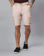 Solid Stretchable Shorts with 6 pockets-Beige-HCS6011-30