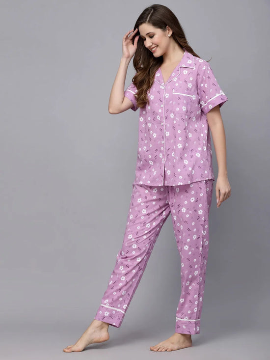 Women's Floral Printed Rayon Night Suit