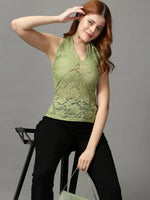 Women's Green Solid Top-AN-2001-Olive