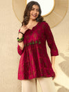 Ahika Women Maroon Cotton Blend Floral Printed Peplum Tunic-VT1282