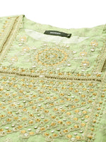 Women's Green Embroidered Straight Kurta-GW-1647-Green