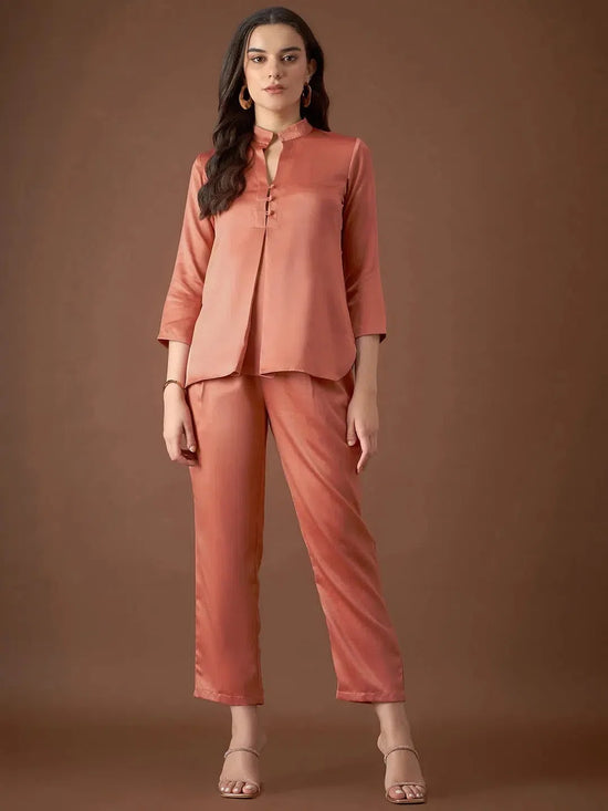 Box Pleat Shirt with pants in Rust Color