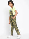 Tales & Stories Boys Olive Regular Fit Lycra Print Dungaree