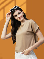 Rigo Cap Sleeves Poly Corduroy Crop Top-WTOP358-1399-L